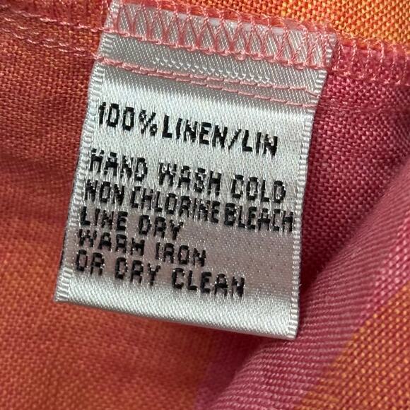 Talbots 100% Linen 3/4 Sleeve Shirt
Button Down Plaid Pink Orange Size 10 - Picture 8 of 8
